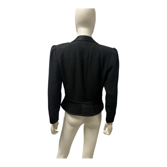 VTG 90s LOUIS FERAUD Black Avant Maximalist Cocktail Tuxedo Jacket 8 w Rose - Picture 8 of 9
